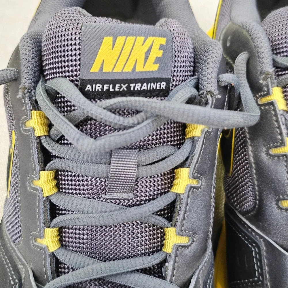 Nike Air Flex Trainer Mens 11.5 Grey Yellow Running Shoes 429632-001 Sneaker